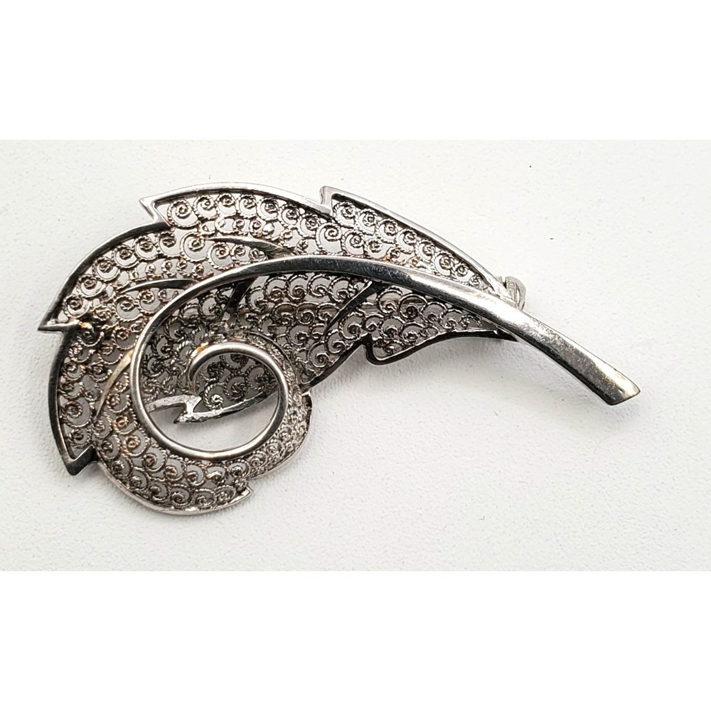 Vintage Alice Caviness Sterling Silver Spun Leaf Brooch 5.1g